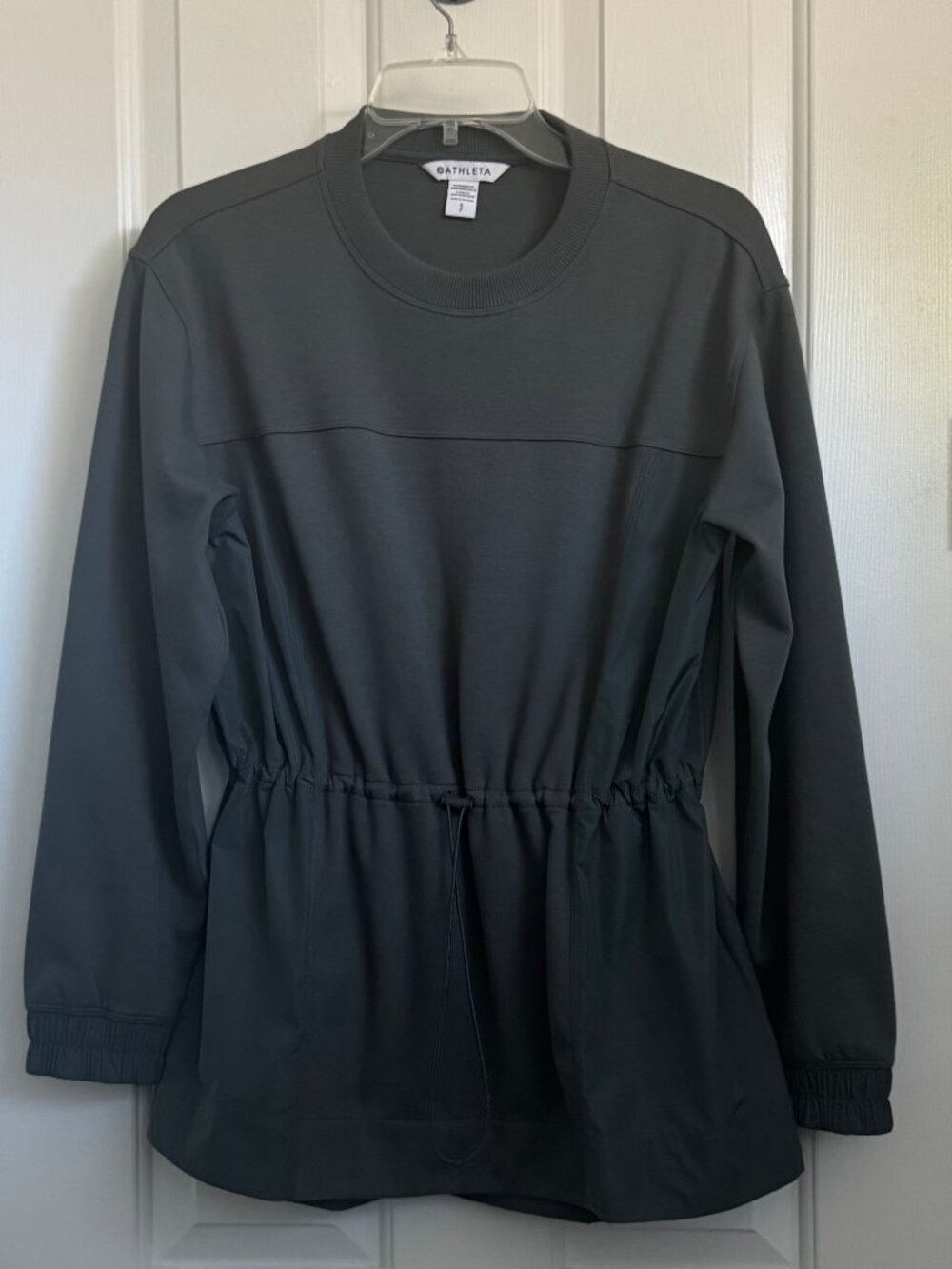 NWOT Athleta Triumph Hybrid Crewneck Pullover Sweatshirt Bali Green Sz SP